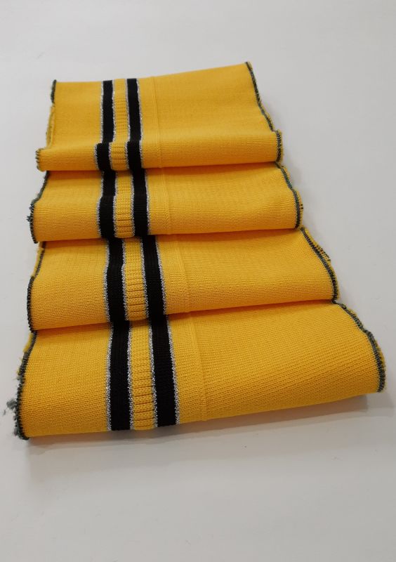 Довяз-манжет 16х140см желтый+2полоски черный+люрекс серебро полиэстр двойной Довяз-манжет 16х140см желтый+2полоски черный+люрекс серебро полиэстр двойной