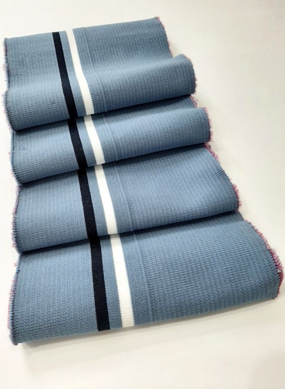 Довяз-манжет 16х150см серо-синий+2полоски белый+т.синий полиэстр двойной