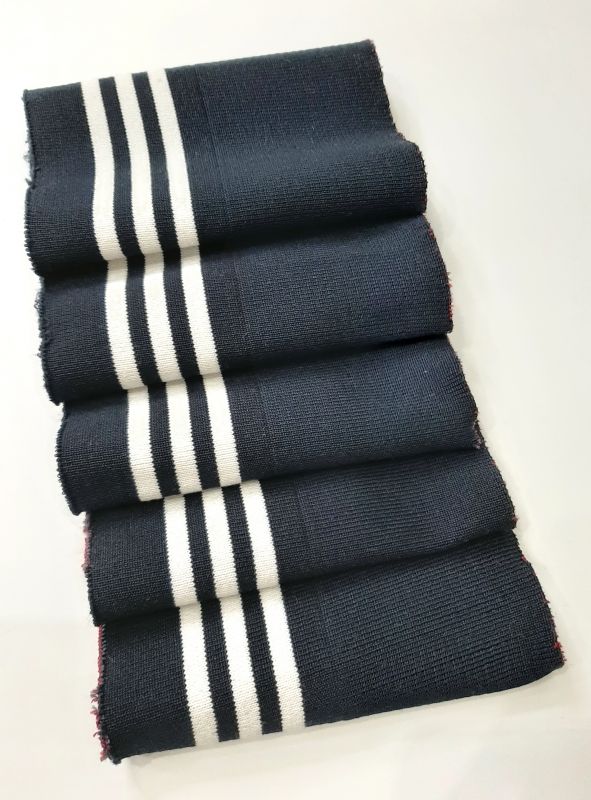 Довяз-манжет 16х150см синий 3 полоски белый полиэстр двойной