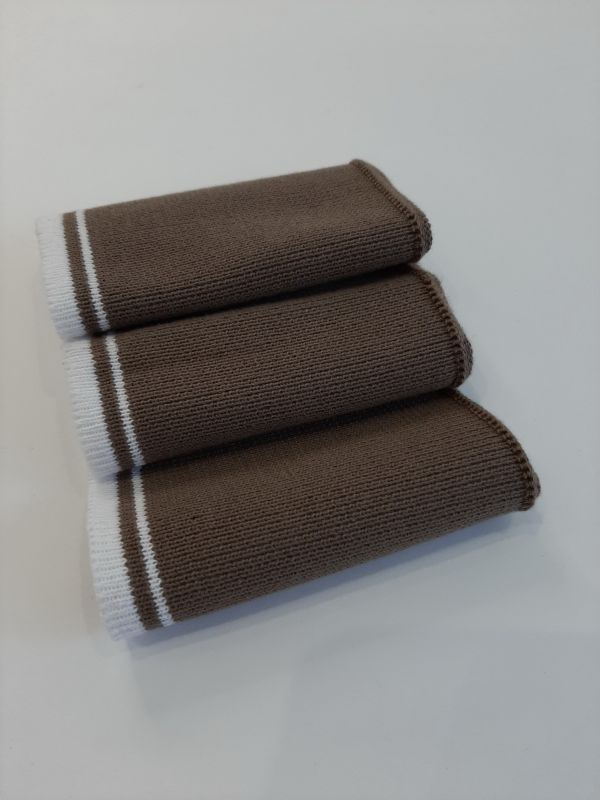 Довяз-воротник-манжет 10х40см М какао+2полоски белый ХБ двойной