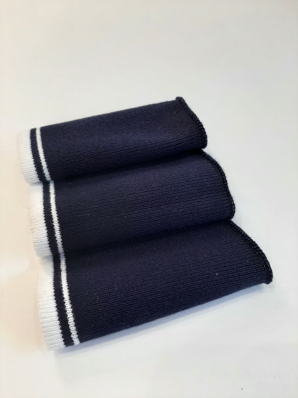 Довяз-воротник-манжет 10х40см М т.синий+2полоски белый хб