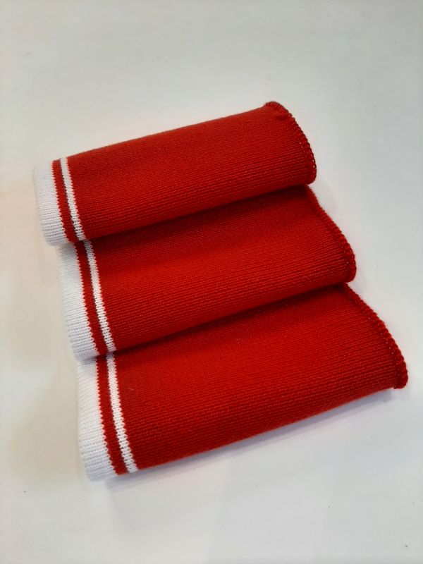 Довяз-воротник-манжет 10х40см М/L красный+2полоски белый хб