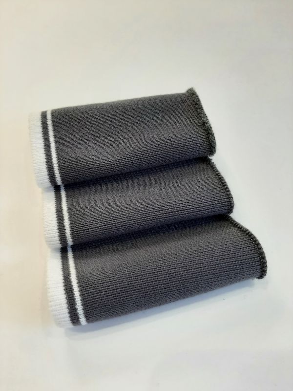 Довяз-воротник-манжет 10х40см М т.серый+2полоски белый хб