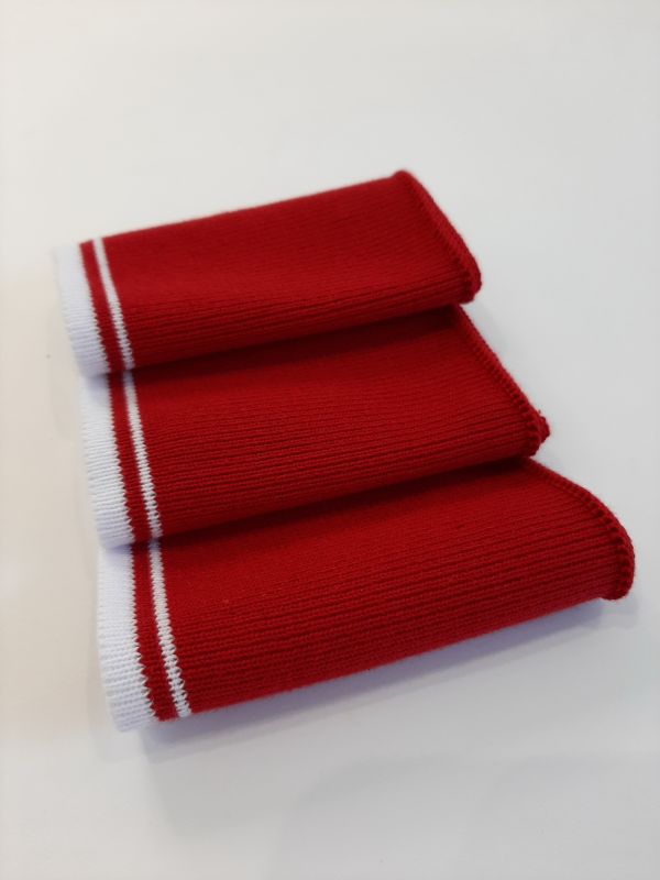 Довяз-воротник-манжет 10х48см ХХЛ красный+2полоски белый хб