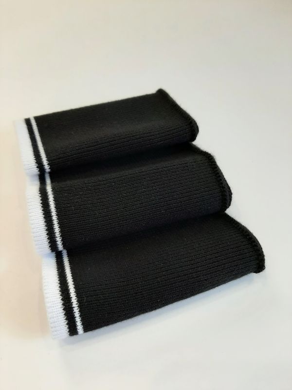 Довяз-воротник-манжет 10х40см М черный+2полоски белый хб