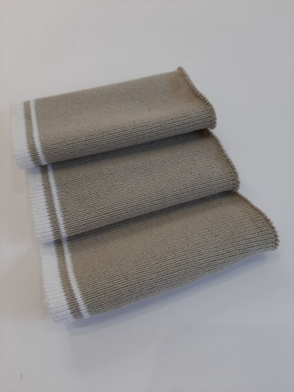 Довяз-воротник-манжет 10х42см L бежевый+2полоски белый хб