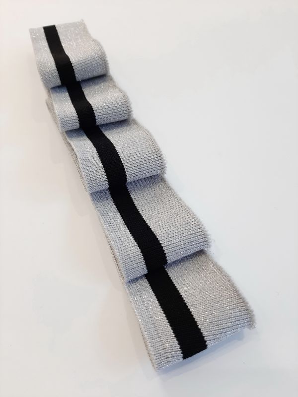 Дов'яз-манжет 4х110см срібло люрекс+1 смужка чорний поліестер одинарний
