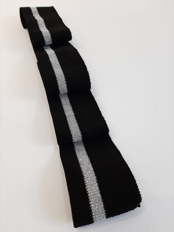 Дов'яз-манжет 4х105см чорний+1 смужка срібло поліестер одинарний