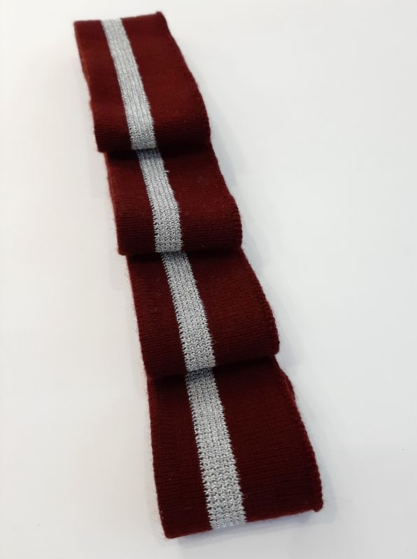 Довяз-манжет 4х100см вишня+1полоска серебро Акрил одинарный