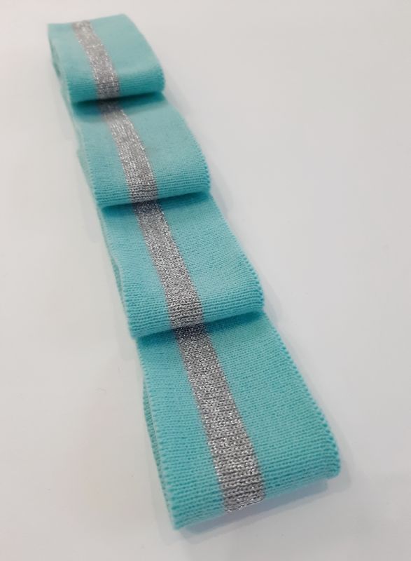 Довяз-манжет 4х100см мята+1полоска серебро Акрил одинарный