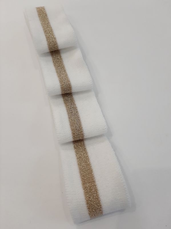 Довяз-манжет 4х100см белый+1полоска золото Акрил одинарный