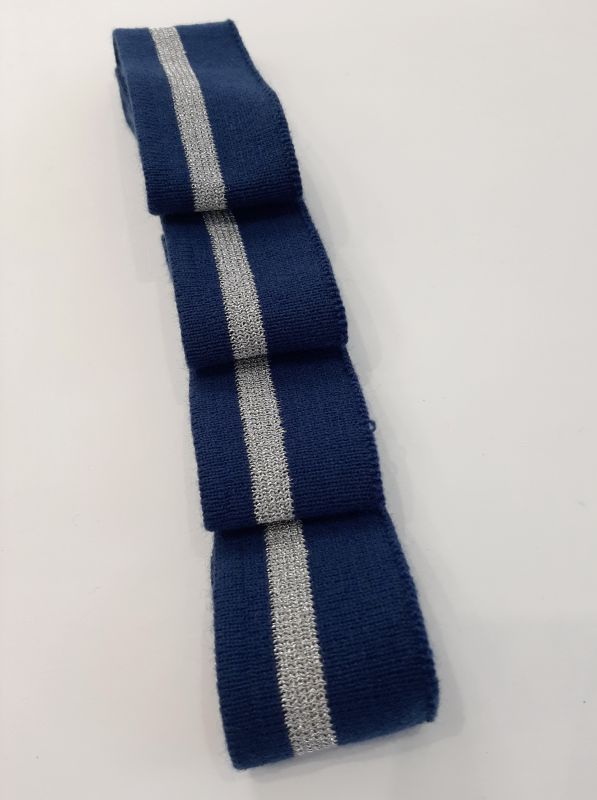 Довяз-манжет 4х100см джинс+1полоска серебро Акрил одинарный