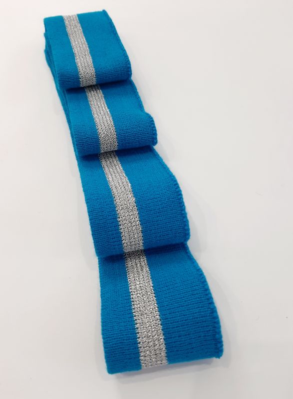 Довяз-манжет 4х100см бирюза+1полоска серебро Акрил одинарный