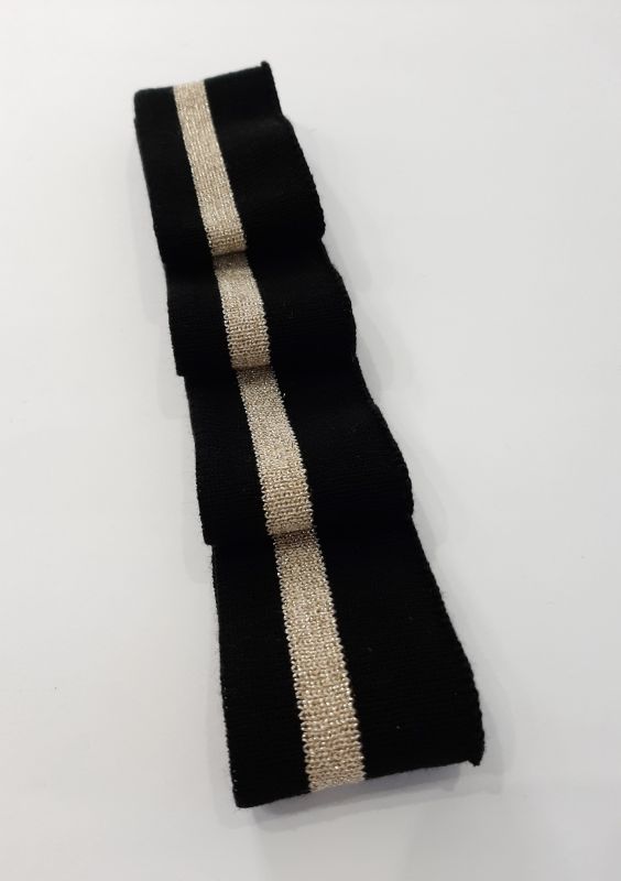 Довяз-манжет 4х100см черный+1полоска золото Акрил одинарный