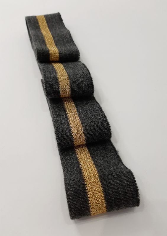 Довяз-манжет 4х100см т.серый+1полоска золото Акрил одинарный