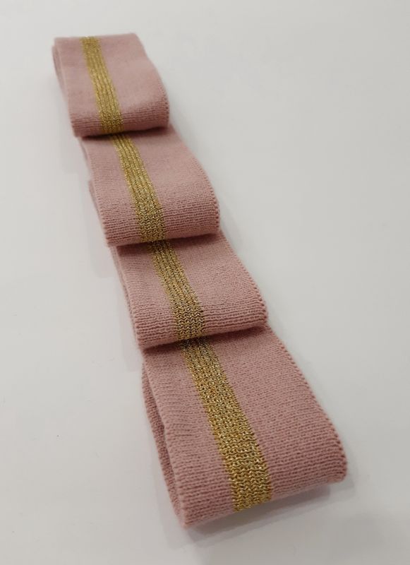 Довяз-манжет 4х100см пудра+1полоска золото Акрил одинарный