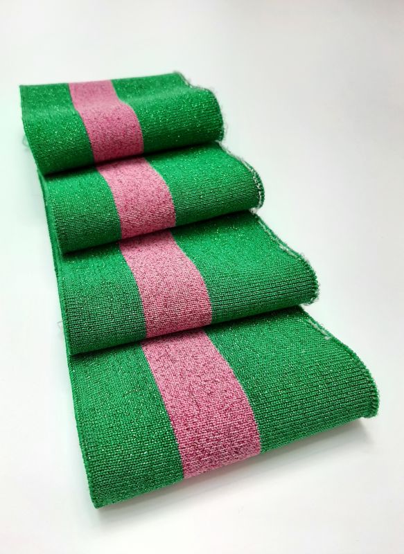 Довяз-манжет 8х100см Зеленый люрекс+полоса 22мм розовый люрекс полиэстер одинарный