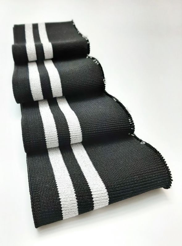 Довяз-манжет 8х100см черный+2полосы люрекс серебро полиэстер одинарный