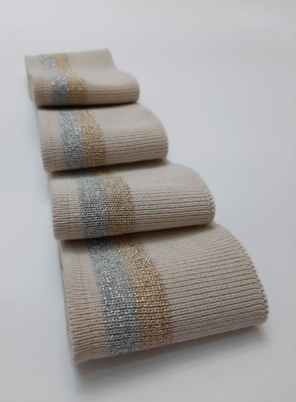 Довяз-манжет 6х100см св.беж+2полоски золото и серебро  ХБ одинарный