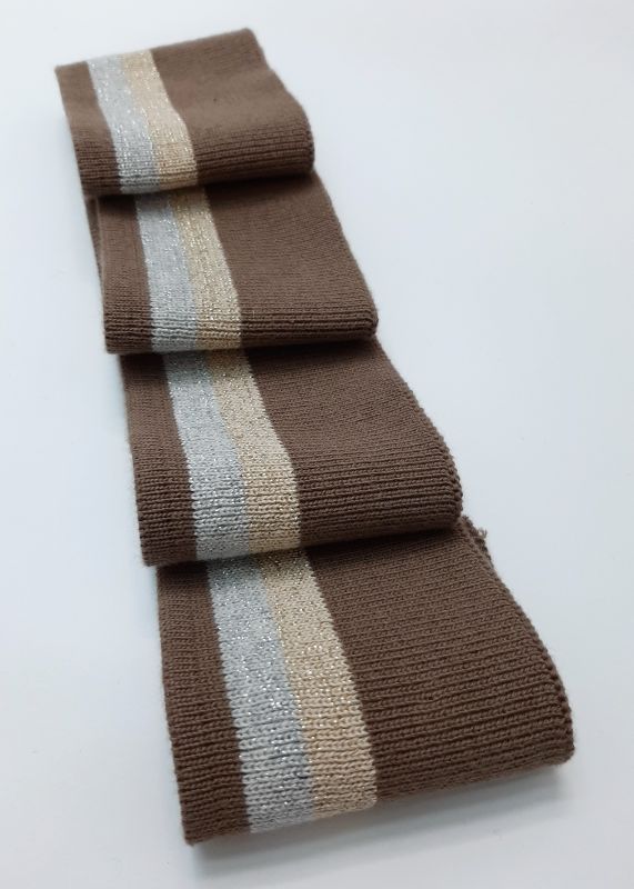 Довяз-манжет 6х100см какао+2полоски золото и серебро  ХБ одинарный