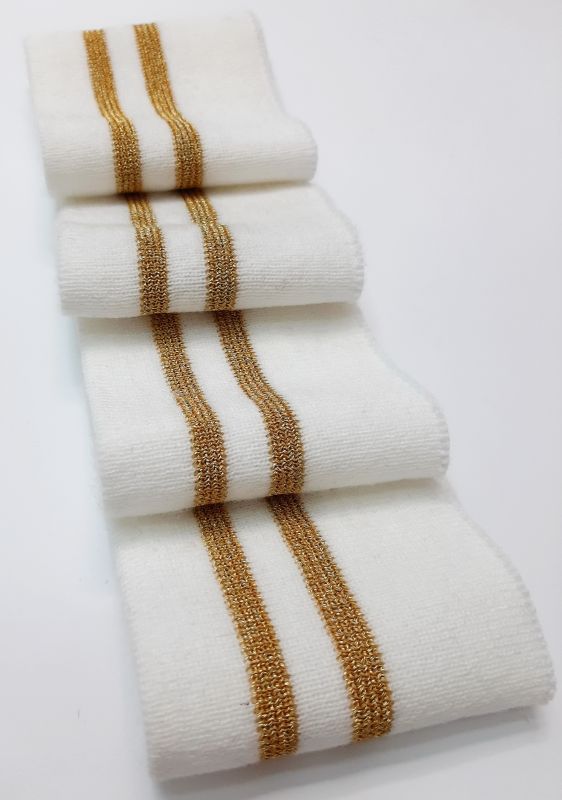 Довяз-манжет 8х100см белый+2полоски золото Акрил одинарный