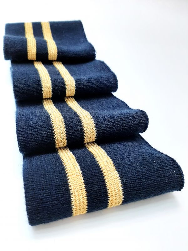 Довяз-манжет 8х100см т.синий+2полоски золото акрил одинарный