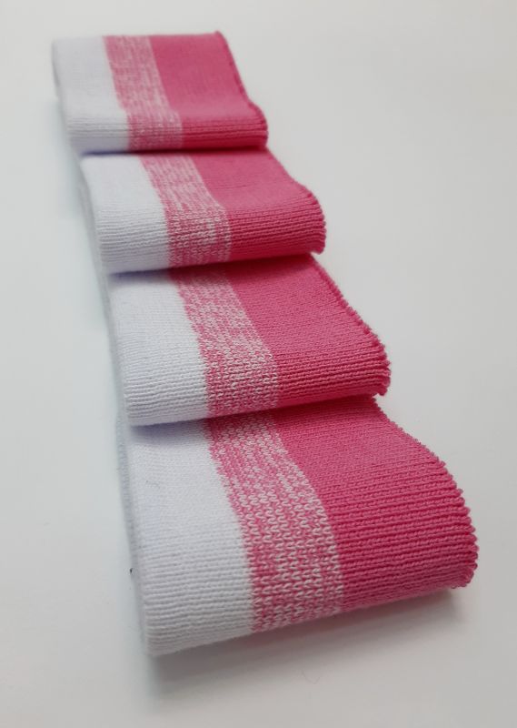 Довяз-манжет 6х100см 3цвета белый+роз.мел.+т.роз. ХБ одинарный