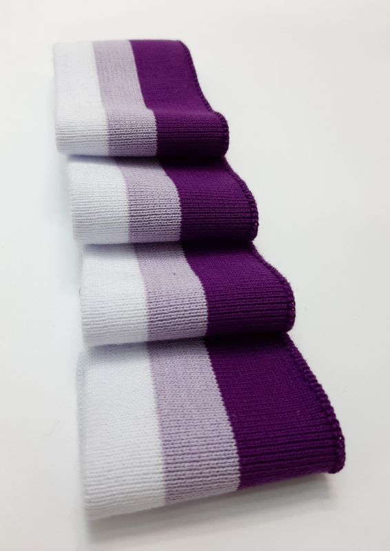 Довяз-манжет 6х100см 3цвета белый+лаванда+т.сирень ХБ одинарный