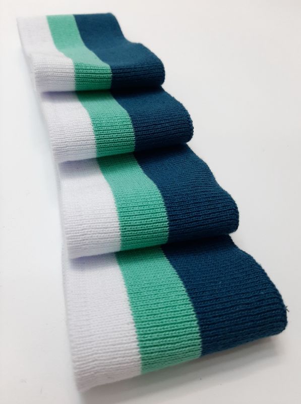 Довяз-манжет 6х100см 3цвета белый+мята+мор.волна ХБ одинарный