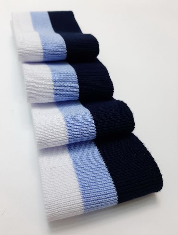 Довяз-манжет 6х100см 3цвета белый+голубой+т.син. ХБ одинарный