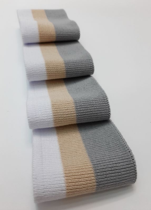 Довяз-манжет 6х100см 3цвета белый+беж+серый ХБ одинарный