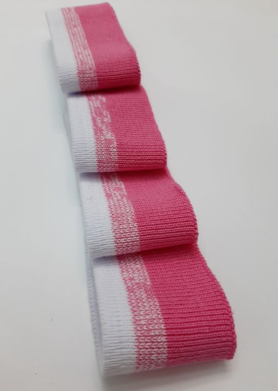 Довяз-манжет 4х100см 3цвета белый+роз.мел.+т.роз. ХБ одинарный