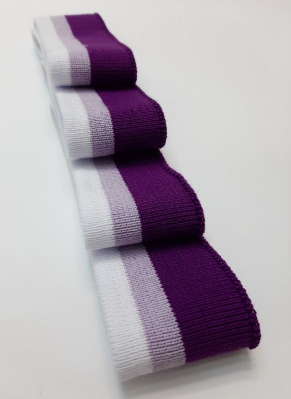 Довяз-манжет 4х100см 3цвета белый+лаванда+т.сирень ХБ одинарный