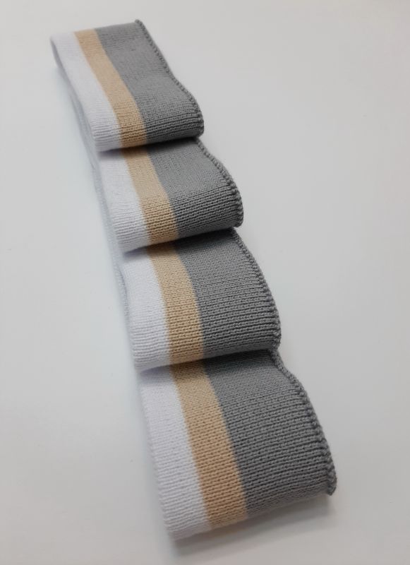 Довяз-манжет 4х100см 3цвета белый+беж+серый ХБ одинарный