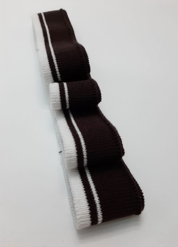 Довяз-манжет 3,5х100см шоколад+2 полоски белый хб одинарный