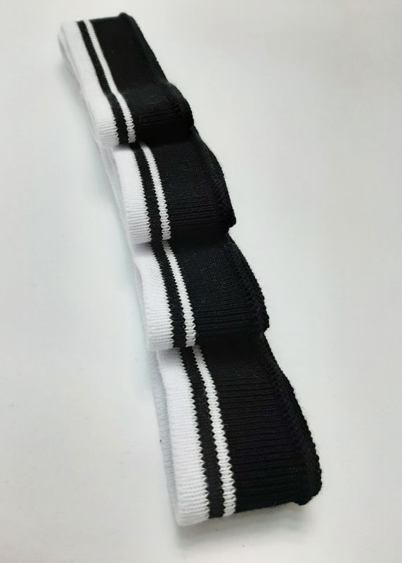 Довяз-манжет 3,5х100см черный+2полоски белый хб одинарный