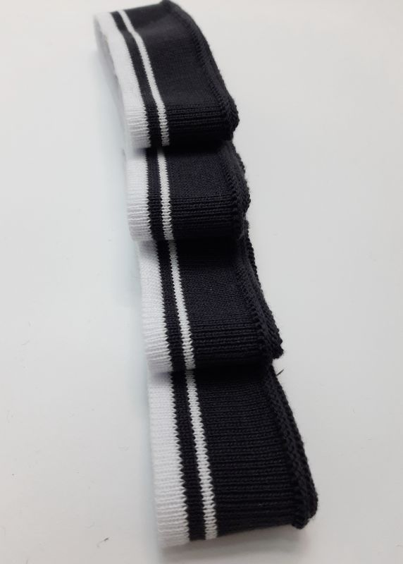 Довяз-манжет 3,5х100см т.серый+2полоски белый хб одинарный