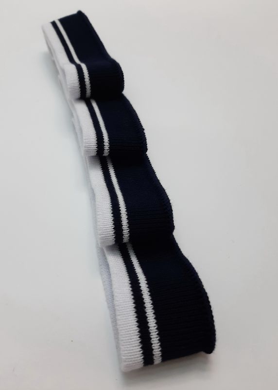 Довяз-манжет 3,5х100см т.синий+2полоски белый хб одинарный