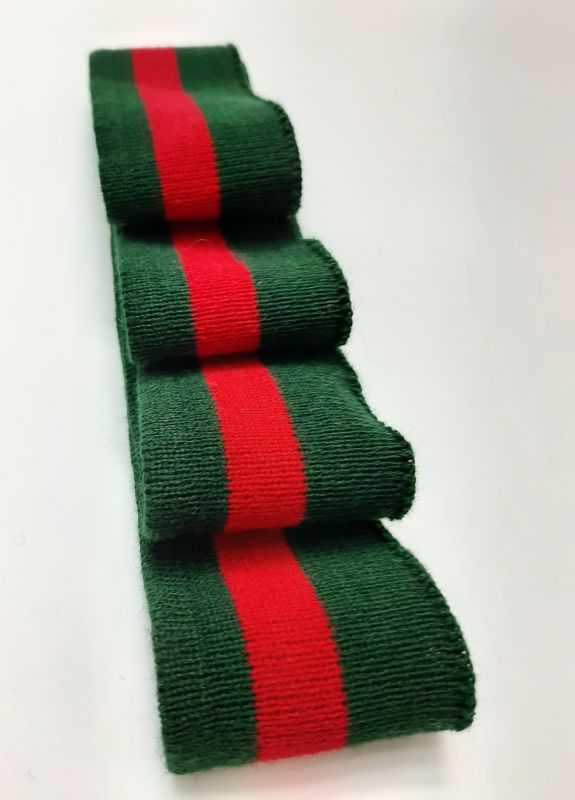 Довяз-манжет 4х100см т.зеленый+1полоска красный Акрил одинарный