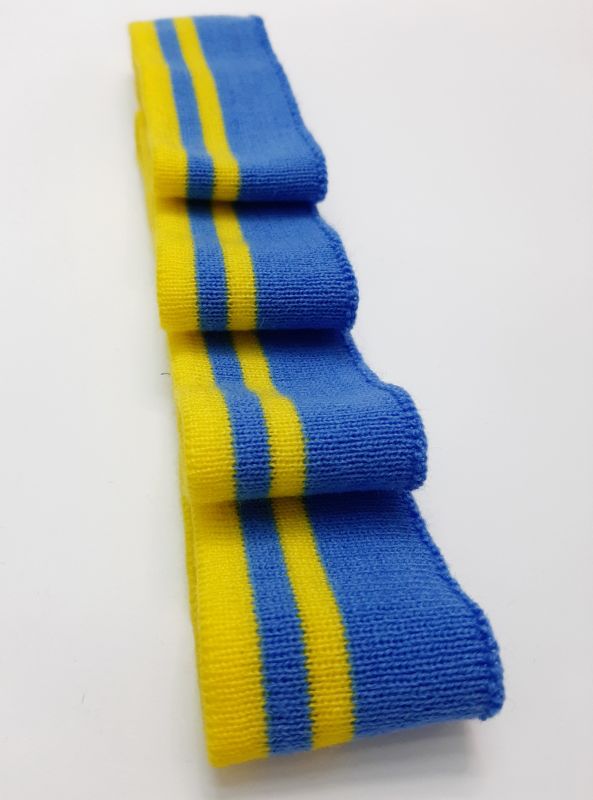Довяз-манжет 4х100см василек+2полоски желтый Акрил одинарный