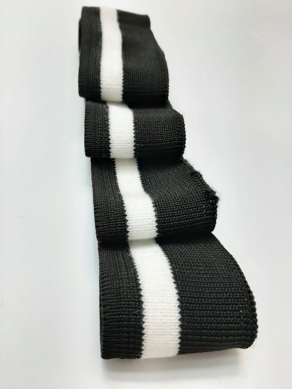 Дов'яз-манжет 4х100см чорний+1 смужка білий поліестер одинарний