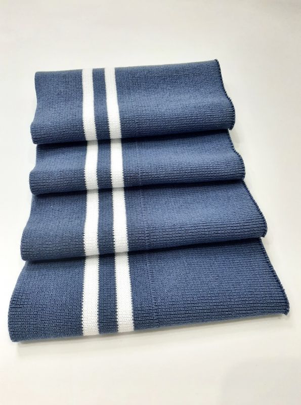 Довяз-манжет 16х100см индиго+2полоски белый ХБ двойной