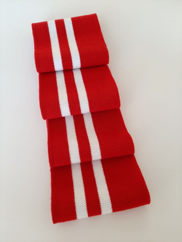 Довяз-манжет 8х100см красный+2полоски белый  ХБ одинарный