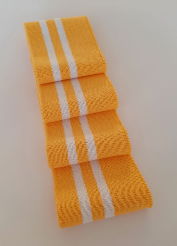Довяз-манжет 8х100см желтый+2полоски белый  ХБ одинарный