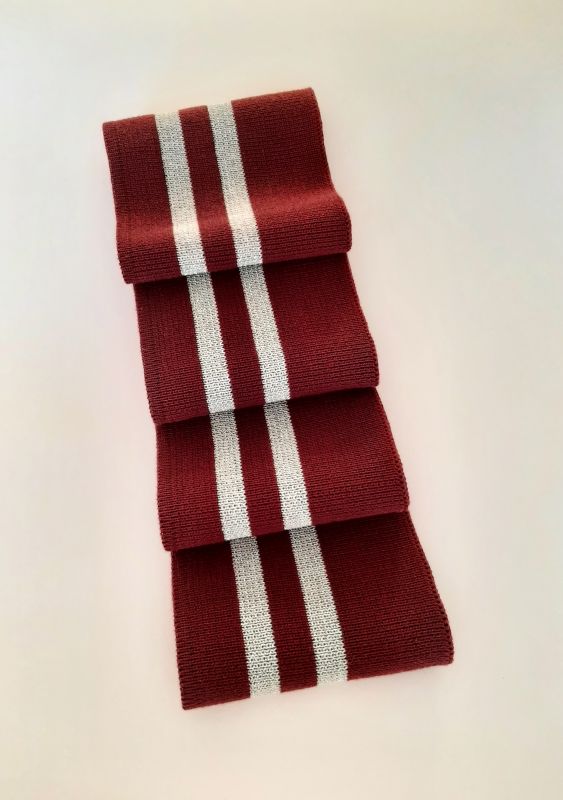 Довяз-манжет 8х100см вишня+2полоски серебро  ХБ одинарный