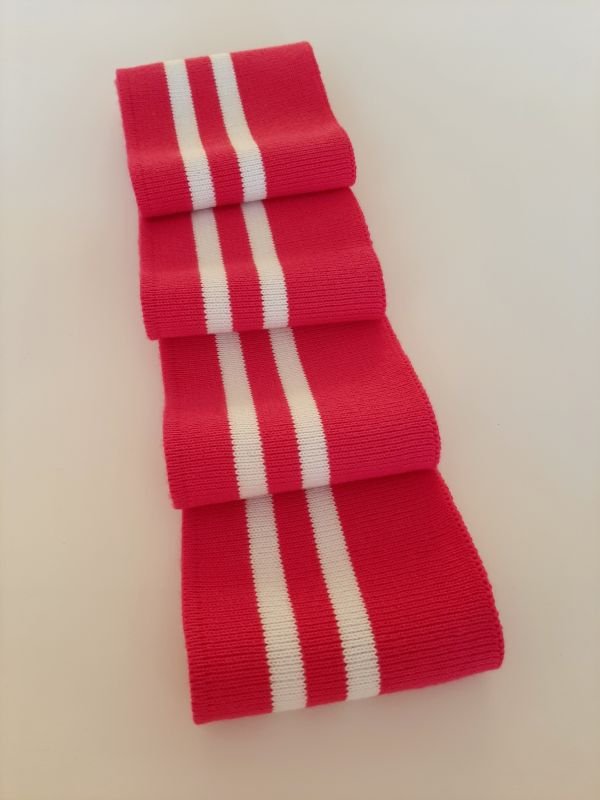 Довяз-манжет 8х100см фуксия+2полоски белый  ХБ одинарный
