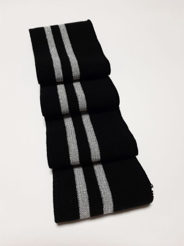 Довяз-манжет 8х100см черный+2полоски серебро  ХБ одинарный