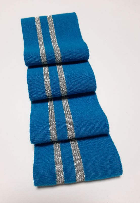 Довяз-манжет 8х100см бирюза+2полоски серебро Акрил одинарный