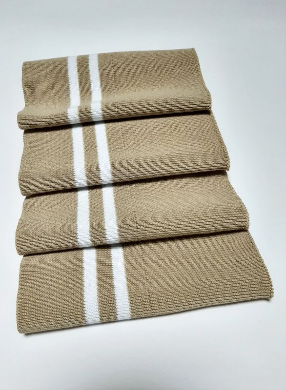 Довяз-манжет 16х100см бежевый+2полоски белый ХБ двойной