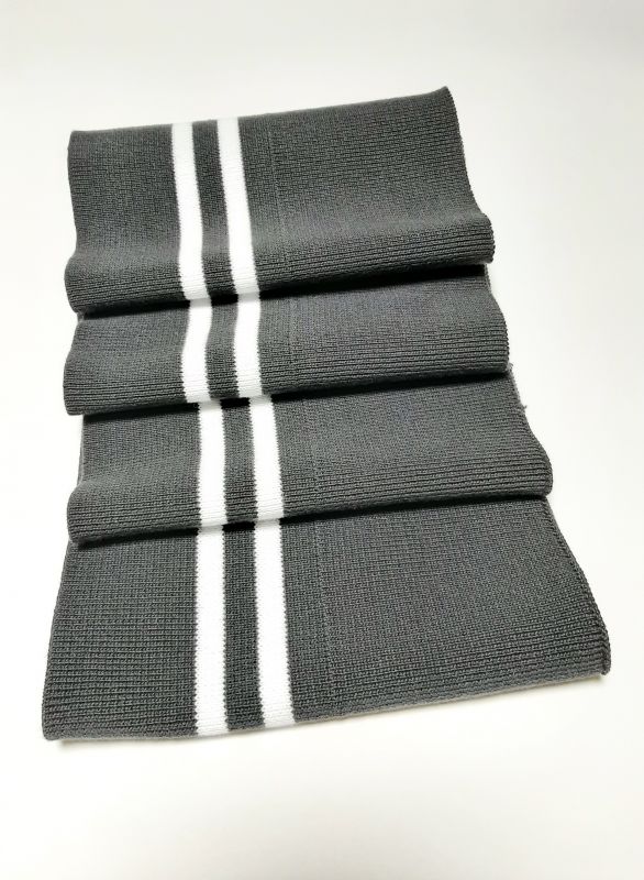 Довяз-манжет 16х100см графит+2полоски белый хб двойной